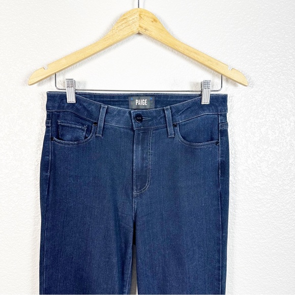 PAIGE Womens High Rise Manhattan Bootcut Jeans in Eve Dark Wash Size 28 - Picture 4 of 13